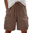 thumbnail image 4 of SwiftWear Women's Casual Wide Leg Cargo Shorts with Zipper Pockets Elastic Waistband Lose Lightweight Knee Length Shorts for Outdoor Daily Wear, 4 of 8