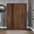 thumbnail image 4 of Polifurniture Denmark 71 in. Modern Bedroom Armoire with 3 Sliding Doors, 2 Drawers, Shelves & Hanging Rod, Walnut, 4 of 12