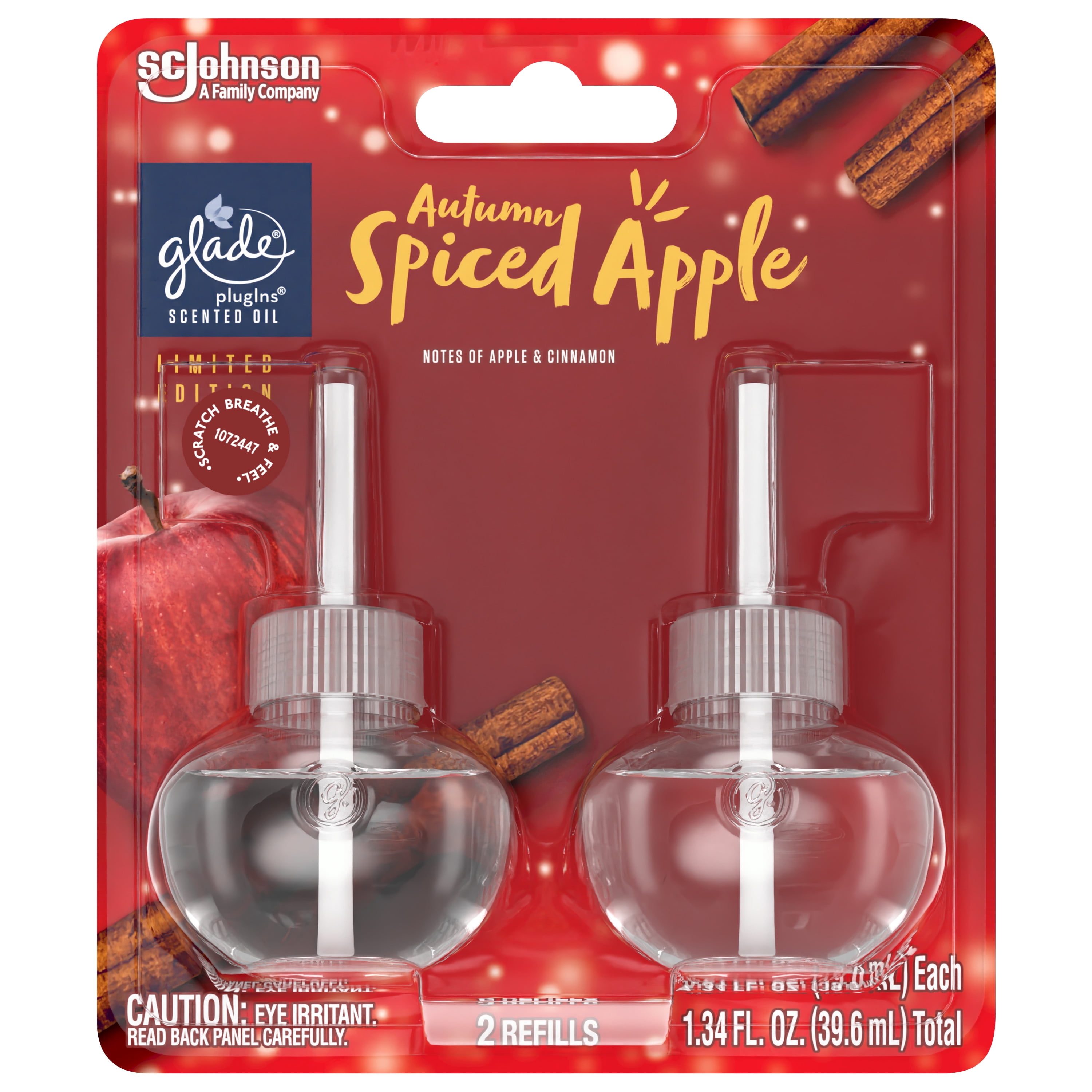 Glade PlugIns Scented Oil Refill, Essential Oil Infused Wall Plug In (6.39  fl. oz., 9 ct.) Apple Cinnamon - HapyDeals