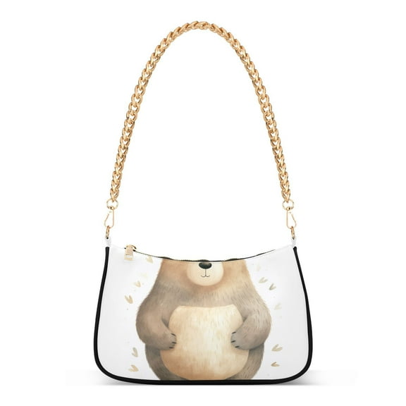 Brown BearWomen Small Shoulder Bag Crossbody Tote Hobo Bags Purse Clutch Handbags with Chain Strap for Women