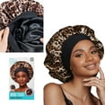 thumbnail image 2 of Kiss Colors & Care Silky Satin Reversible Hair Bonnet Cap, Wide Edge, XL, Leopard, 2 of 10