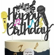 Microphone Cake Topper Glitter Microphone Birthday Party Decorations Music Lover Cake Picks Karaoke Cake Decor for 80s 90s KTV Disco Birthday Anniversary Party Supplies$$Home Decor, Kitchen, & Other