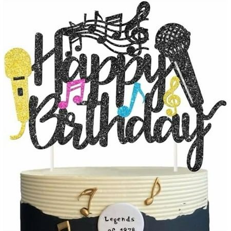 Microphone Cake Topper Glitter Microphone Birthday Party Decorations Music Lover Cake Picks Karaoke Cake Decor for 80s 90s KTV Disco Birthday Anniversary Party Supplies$$Home Decor, Kitchen, & Other