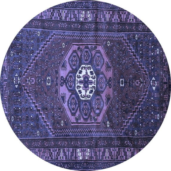 Ahgly Company Machine Washable Indoor Round Persian Blue Traditional Area Rugs, 3' Round