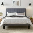 thumbnail image 2 of Amolife Full Size Upholstered Platform Bed Frame with Adjustable Velvet Headboard, Grey, 2 of 9