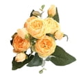 thumbnail image 1 of Ramo de flores 5 cabezas Capullos de rosas artificiales Boda decorativa Tela de seda de plástico Flor falsa, Amarillo tholdsy HA6434-02B, 1 of 6