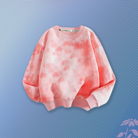 ATOGUTA Toddler Girl Sweatshirts Tie-Dye Sweatshirt Long Sleeve Base Shirt Pink, Size 1T-8