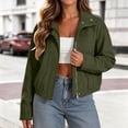 thumbnail image 6 of uublik Faux Suede Jackets Women Army Green Long Sleeve Casual Zip Up Coat Trendy Fall Clothes, 6 of 7