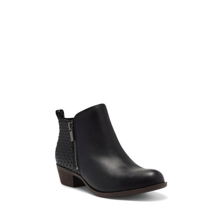 Lucky Brand Basel Almond-Toe Ankle Textured Booties Black/Black (6)