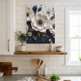thumbnail image 6 of White Anemones Canvas Wall Art for Living Room Bedroom Bathroom, Rustic Floral Golden Leaf Veins Deep Navy Backdrop Canvas Art Wall Decor, Artwork for Walls Home Office Decor, 12"x16", 6 of 9