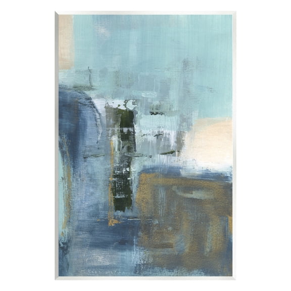 Stupell Industries Blue Abstract Painting Abstract Painting Unframed Art Print Wall Art, 13 x 19