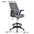 thumbnail image 5 of Emma + Oliver High Back Dark Gray Mesh Ergonomic Drafting Chair with Adjustable Flip-Up Arms, 5 of 13
