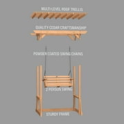 Backyard Discovery Callahan 8x5 Cedar Wood Outdoor Patio Pergola Swing, Trellis, 2-Seater