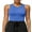 Blue, variant on Anwell Ribbed Seamless Tank Top for Womens High Neck Cropped Tops Built-in Bra