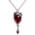 thumbnail image 3 of Romance Valentine's Day Red Heart Crystals In Thorns and Roses Pendant Necklace Real Metal NK-677, 3 of 5