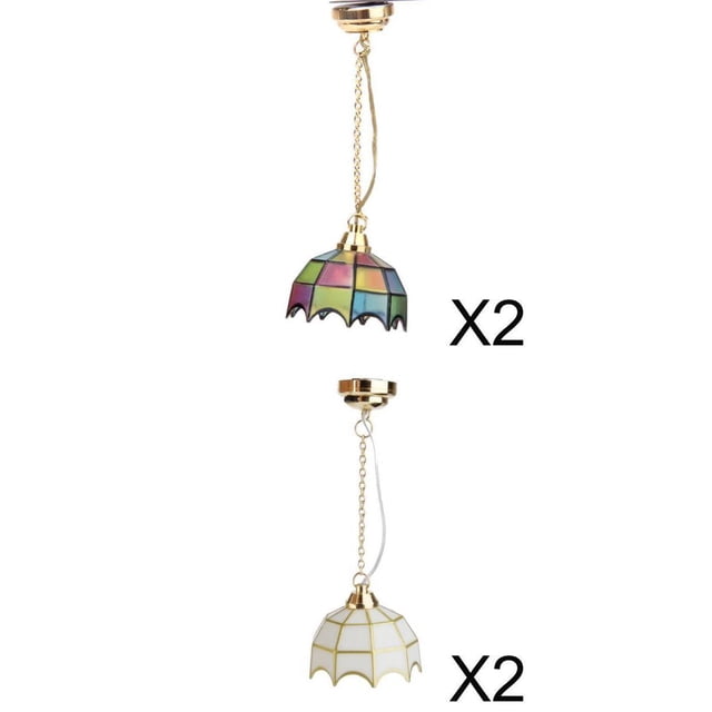 Metales 1:12 Zulema Modelo de Plafón Chapado En Multicolor +1:12 Lámpara de Techo Miniatura Luz LED