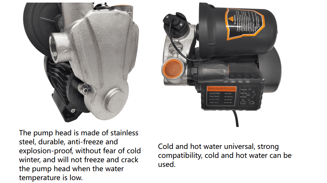 Self Priming Water Pressure Booster Pump Automatic Hot Cold Water Pressurization Pump with Intelligent Control 220V 3.0m³/h Max