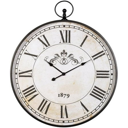 Bowery Hill Metal Wall Clock in Antique Black and Cream