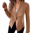 thumbnail image 1 of Women's Faux Suede Jackets 2024 Fall Long Sleeve Open Front Cropped Coat, 1 of 5