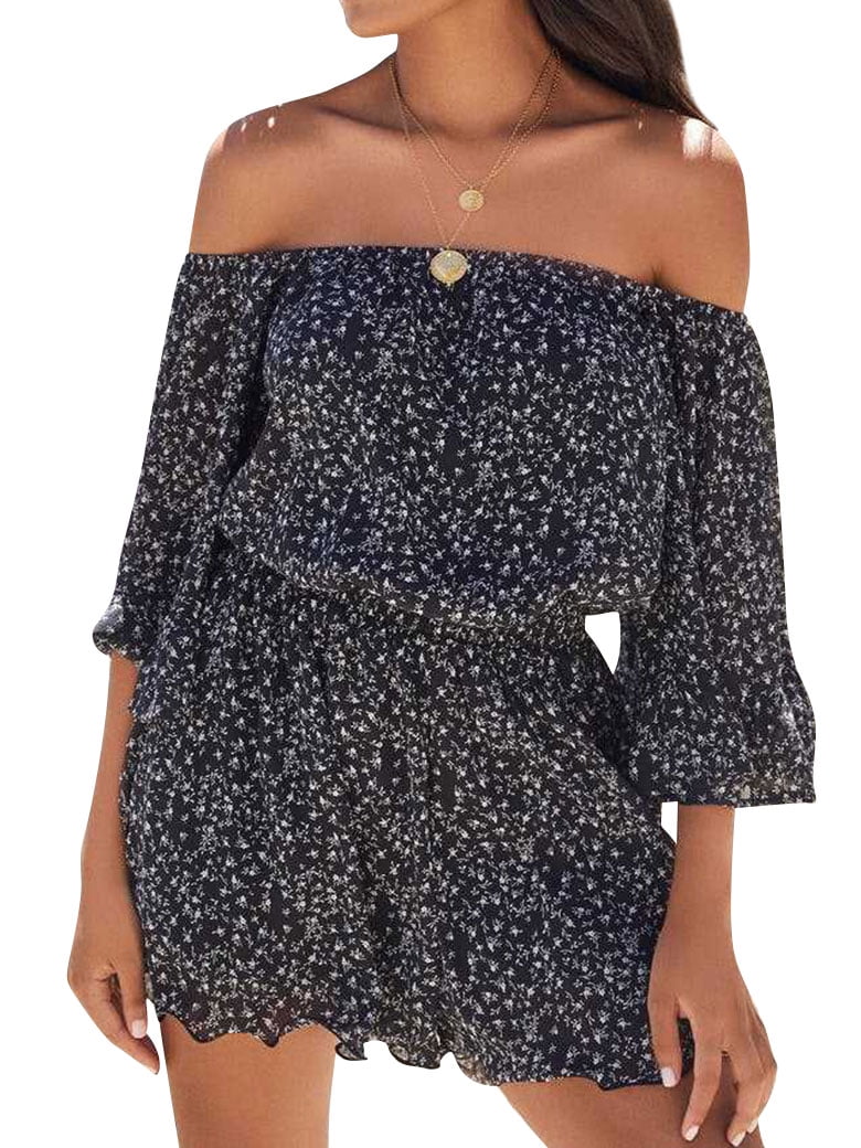 ZXZY Women Striped Floral Elastic Off Shoulder Half Panama | Ubuy
