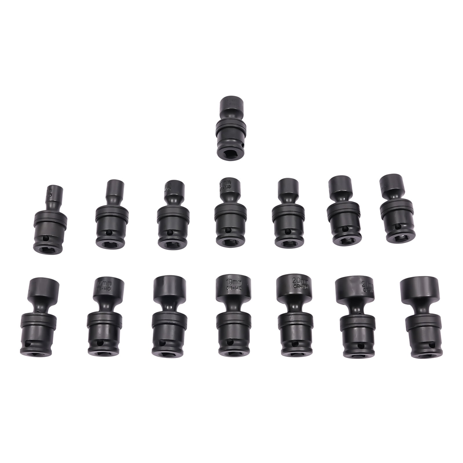 Universal Socket Set 15-Piece – 24° Tilt & 360° Rotation, Chrome Molybdenum Steel, Hex Nut Design for Hard-to-Reach Bolts, Automotive & Mechanical Repair