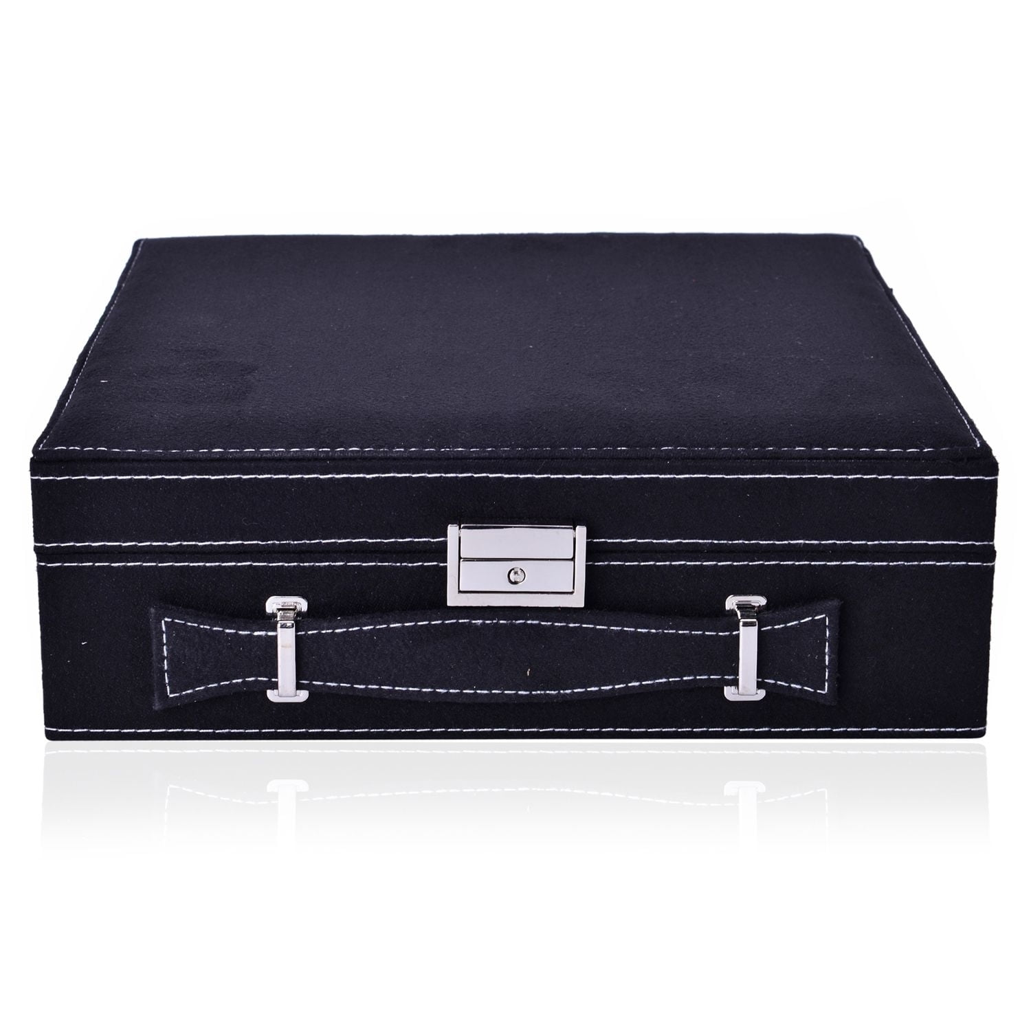Shop LC Black Faux Velvet Briefcase Style 2Tier Trinket Jewelry