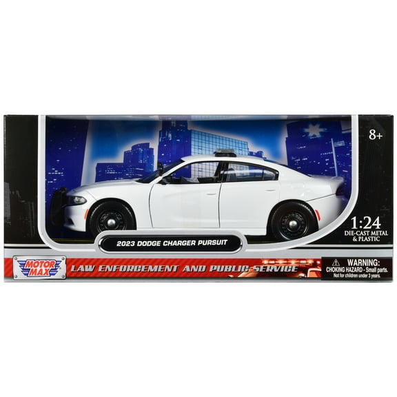 2023 Dodge Charger Pursuit Police Car Plain White "Law Enforcement and Public Service" Series 1/24 Diecast Model Car by Motormax