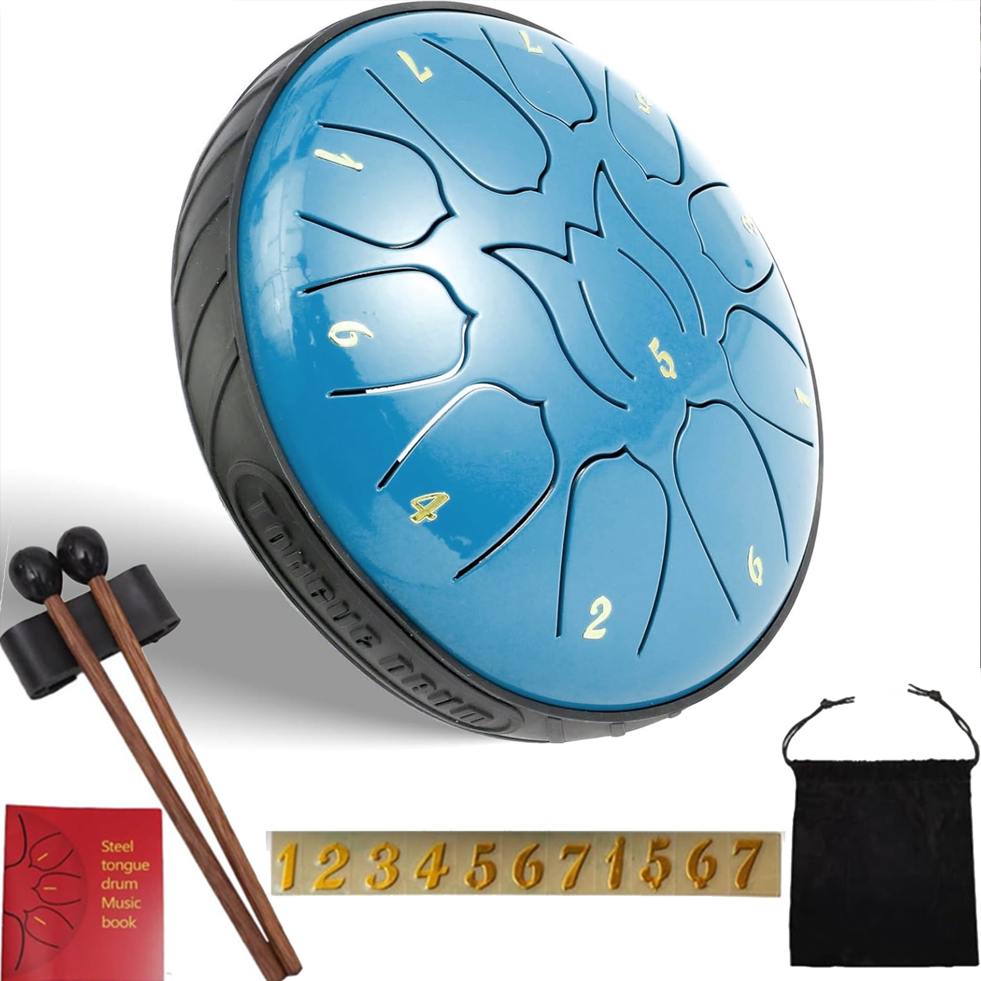Steel Tongue Drum 11 Notes 6" , Rain Drum for Outside with Bag, Music Book, Mallets – Meditation & Yoga Steel Drum