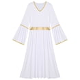 thumbnail image 5 of Haitryli Women Color Block Liturgical Praise Lyrical Dance Dress Bell Retro Church Gown Worship White L, 5 of 7