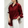 thumbnail image 1 of Camisas y blusas con acabado satinado que combinan con todo para mujer, Top informal OL de manga larga con botones, camisas elegantes, blusas francesas sólidas, 1 of 2