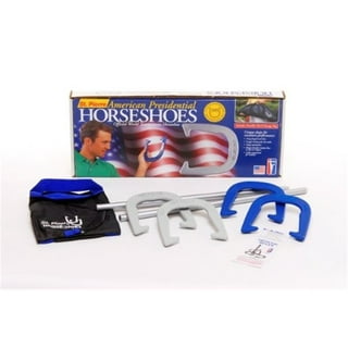 Horseshoe Set- Full Outdoor Classic Horse Shoe Game Set with Easy to Carry  Case, 4 Metal Shoes, 2 Poles for Adults and Kids by Trademark Games 