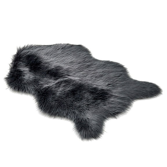 PureCasa Plush Floor Mats for Bedroom Living Room, Gradient Polyester Thick Non-Slip Floor Rugs, Faux Fur Hide Mat Home Decor Kid & Pet Friendly Floor Rugs Doormat, 24"x35", 1 Pack, Black, Cloud