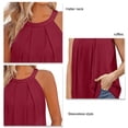 thumbnail image 4 of Blusa informal sin mangas con cuello halter para mujer, blusa informal holgada con volantes a la moda, suave y transpirable, para verano, 4 of 5