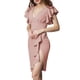 thumbnail image 4 of Vestido de tubo sexy con mangas con volantes y escote en V profundo a la moda de verano para mujer Fridja  bnh1655, 4 of 9