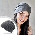 thumbnail image 2 of Slouch Knitted Beanie Hat Men Women Solid-Color Pullover Cap Breathable Soft Beanie Sports Hat, 2 of 5