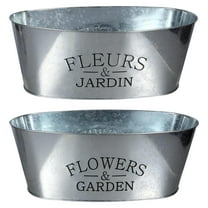 A1 Unlimited Galvanized Metal Oval-Shaped Planters 10.5x5.5x4 in, Plant Container Tub Bucket Holder Succulent Herbs Flowers Home Office Indoor Outdoor Patio Porch Garden Table Decorations, 2ct.