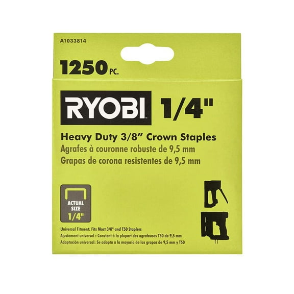 RYOBI 1/4 in. Heavy Duty 3/8 in. Crown Staples(1250 Pc)