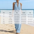 thumbnail image 2 of Beach Vacation Jumpsuits for Women Halter Neck Sleeveless Linen Rompers Summer Travel Wide Leg Jumpsuit Light Blue, 3XL, 2 of 7