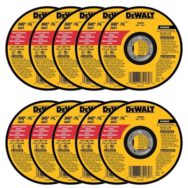 DEWALT DW8062 4-1/2" x .045 x 7/8" Metal Cut-Off Wheel (100pk)