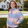 thumbnail image 3 of Uorisanigo Girls Sweatshirts Fashion Long Sleeve Pullover Crop Tops Fall Trendy Rainbow Mermaid Scales Athletic Tops Drop Shoulder School Cropped Pullover Hoodies for Sports and Daily Wear, 3 of 7