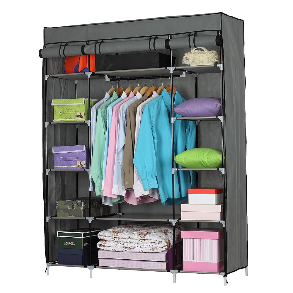 69" Clothes Wardrobe Cabinet Closet Storage Organizer Rack Shelf Home US 