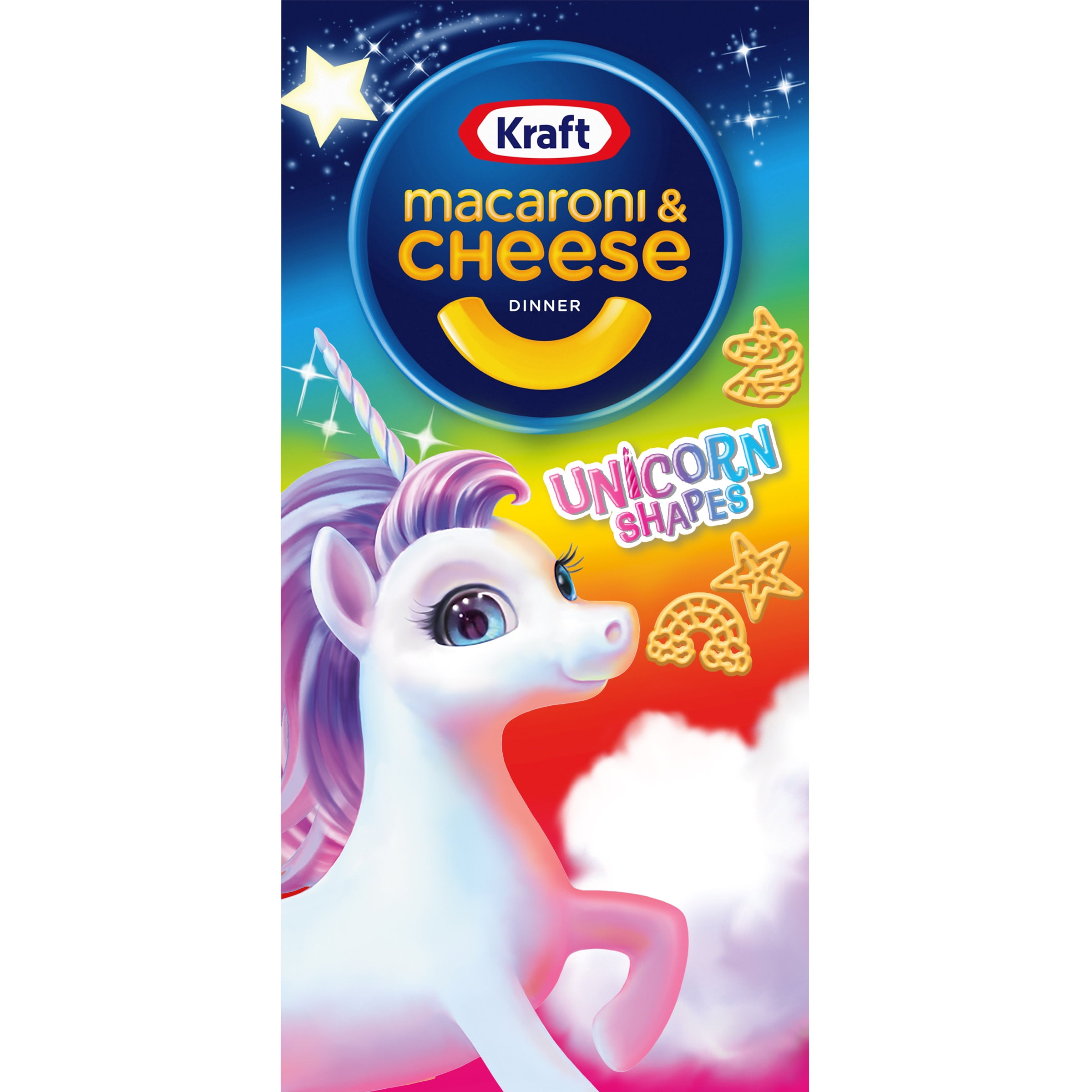 Kraft Mac N Cheese Macaroni and Cheese Dinner with Unicorn Pasta Shapes, 5.5 oz Box