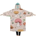 thumbnail image 2 of Oversized Wearable Blanket Hoodie,Red Mushroom Cartoon Light Pattern Sherpa Blanket Hoodie with Super Pockets,Super Warm Fuzzy Pullover for Women & Men, 2 of 6