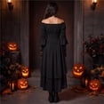 thumbnail image 6 of Gothic Renaissance Dress, Off Shoulder Tiered Dress, Lace Up Corset Waist Dress, Renaissance Dress Women Medieval Costume Victorian Dresses Peasant Gothic Fairy Witch Wedding Under Dress, Black L, 6 of 6