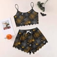 thumbnail image 2 of WTOBBY Women's Retro Floral Print Halloween Pajama Set Sleeveless Adjustable Strap Vest & Elastic Waist Shorts Two-Piece Comfy Sleepwear Lounge Home Wear,BR L, 2 of 5