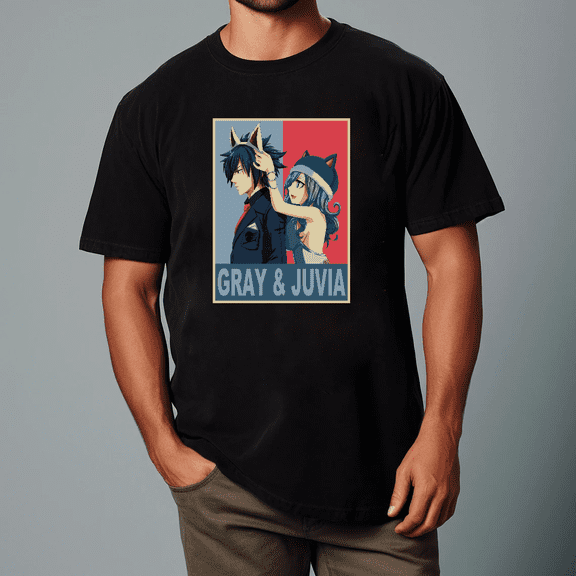 Fairy Tail Gray and Juvia Anime Aesthetic Manga Fan Art Unisex T-shirt, for men & women, up to size 5XL