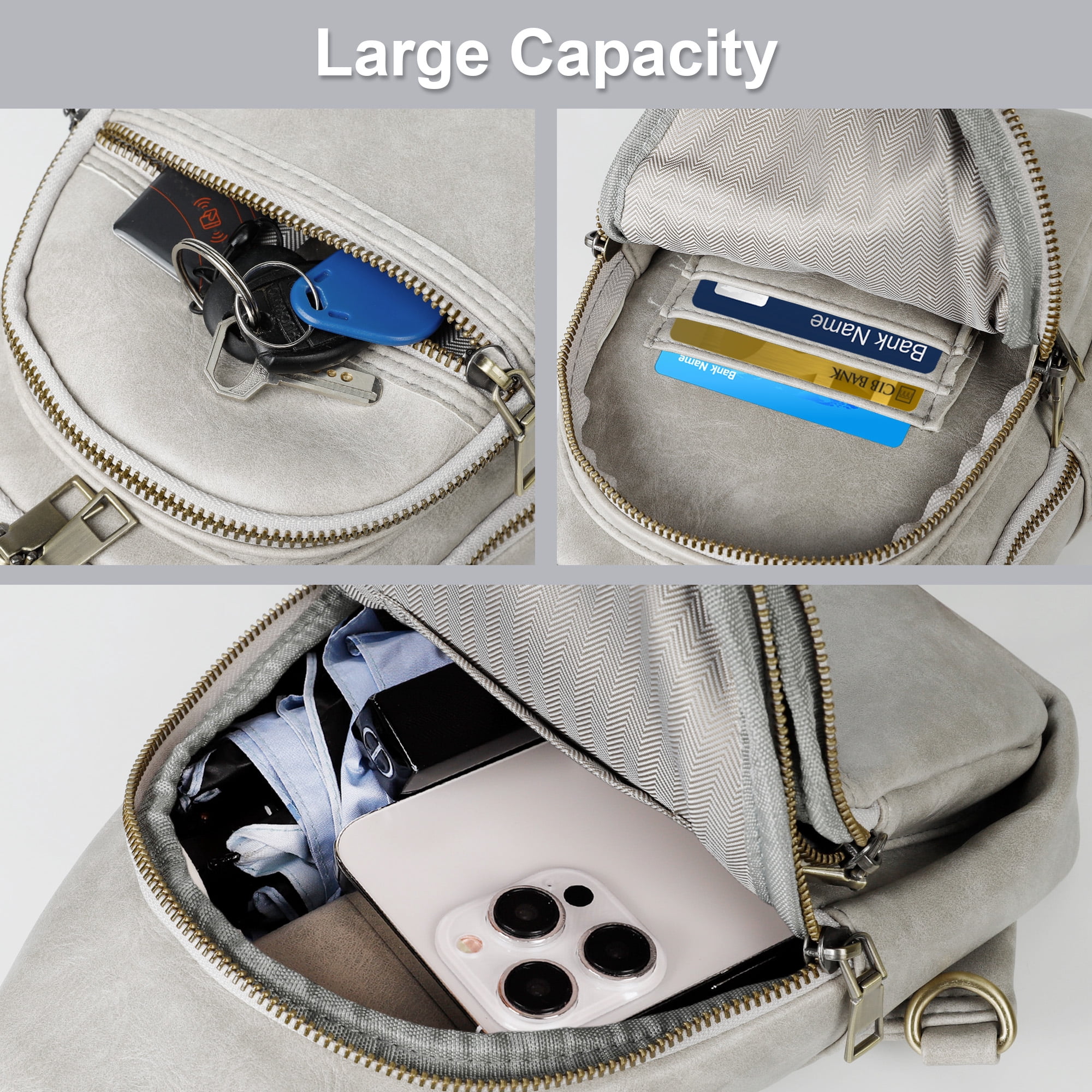 Leather Sling Bag Crossbody Backpack for Women Trendy