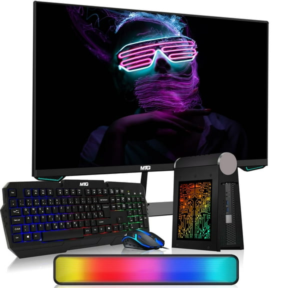 Restored TechMagnet CyberCube Mini PC Bundle – Intel Core i7 4th Gen,16GB RAM,1TB SSD,27 Inch Monitor,RGB Keyboard with Copilot,RGB Mouse,Soundbar,WiFi+Bluetooth,Windows 11 Pro
