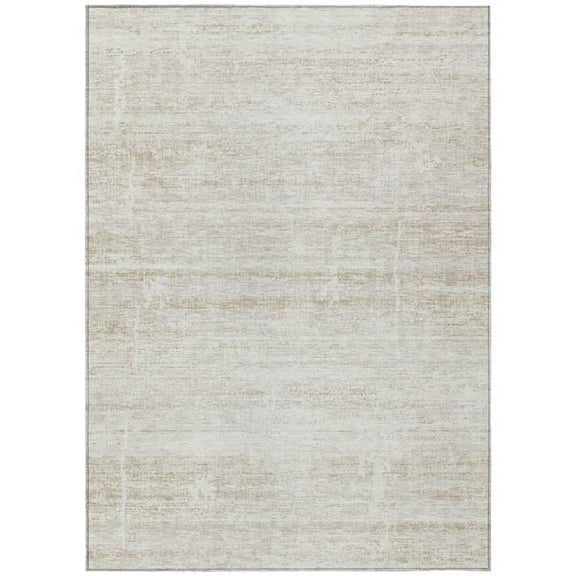 HomeRoots 584643 10 x 14 ft. Abstract Washable Indoor & Outdoor Rectangle Area Rug, Ivory, Beige & Tan