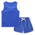 thumbnail image 1 of Tank Top Y Shorts Conjunto Niñas Moda Casual Color Sólido Algodón sin Mangas Cuello Redondo Top Y Cintura Elástica Shorts Conjunto de Dos Piezas Tank Tops Largos, 1 of 7